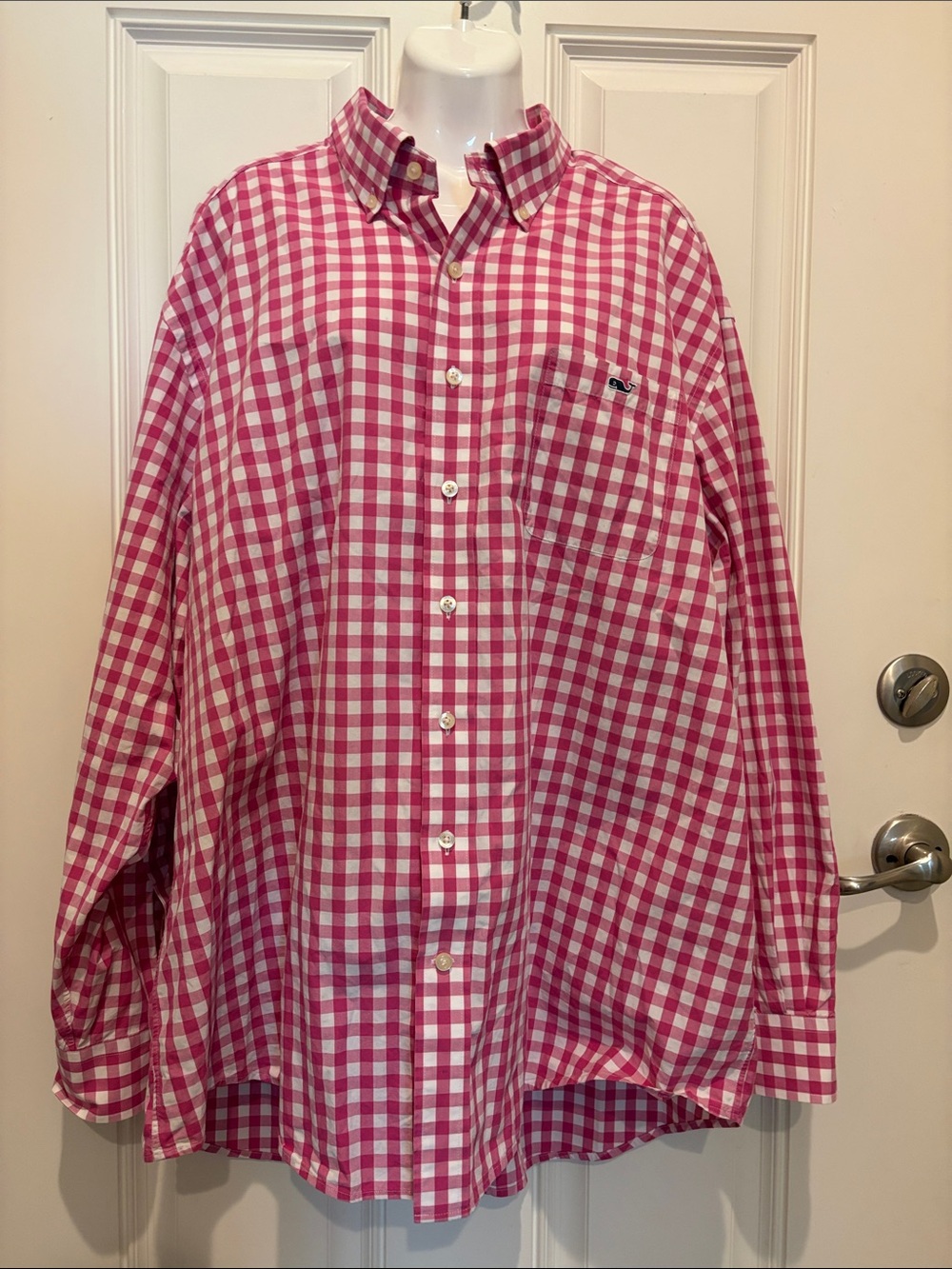 Vineyard Vines Pink & White Gingham Button-Down Shirt XXL